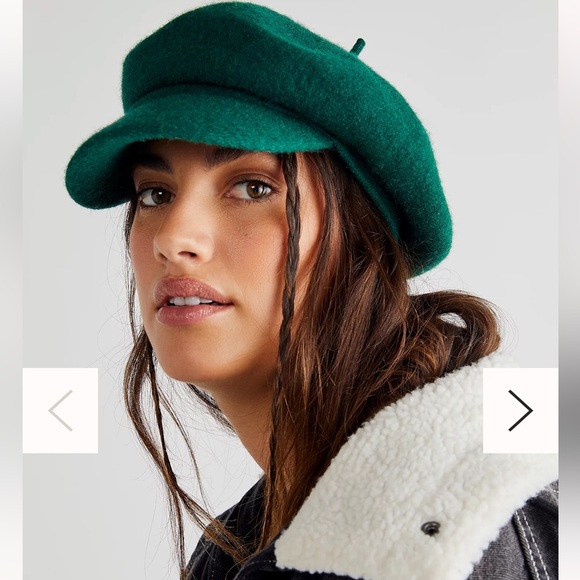 Free People Accessories - New. Free People Phoebe Slouchy Lieutenant Cap. Green